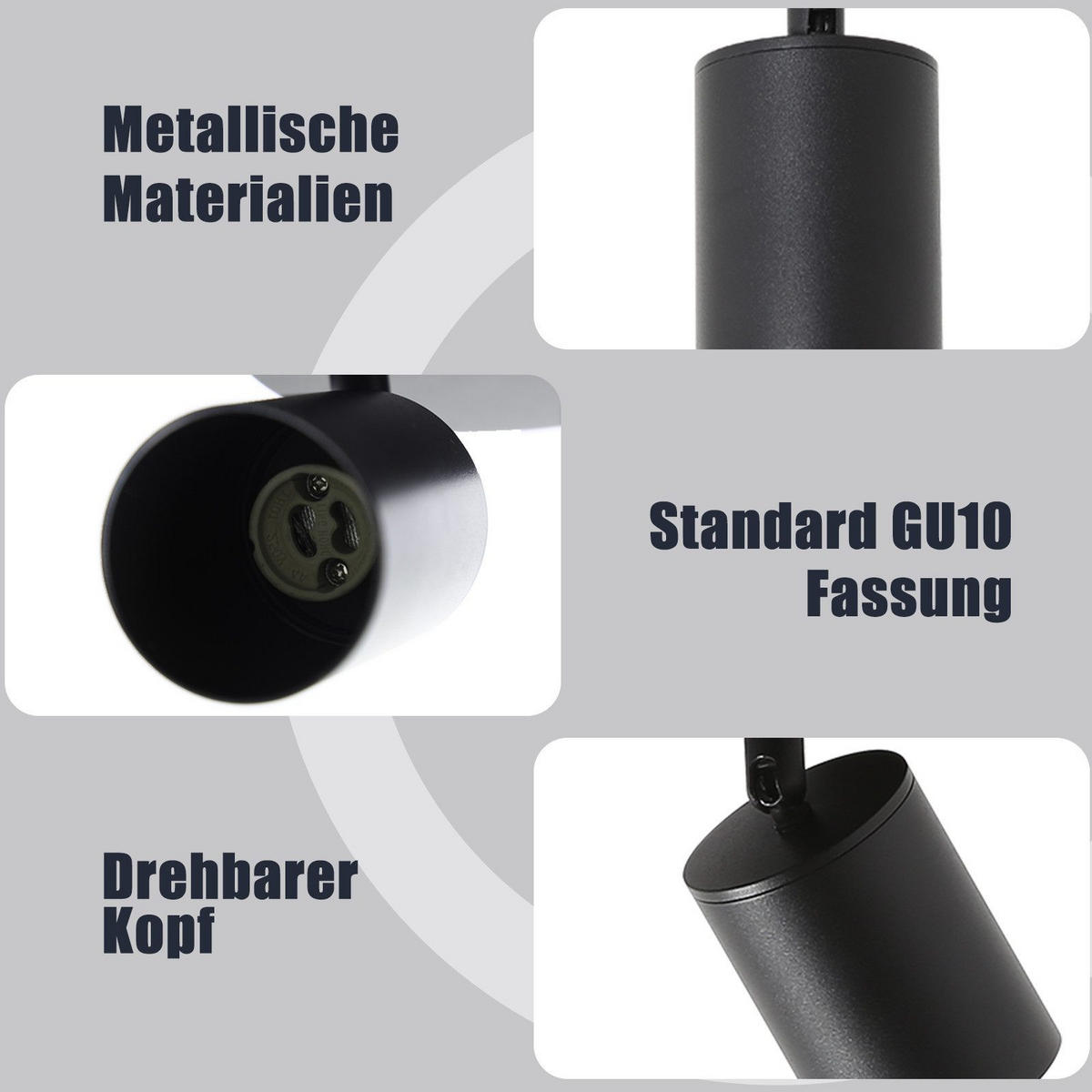 STRAHLER Baunach 4-flammig 25/25/14.4 cm - Schwarz, Metall (25/25/14.4cm) - Nettlife