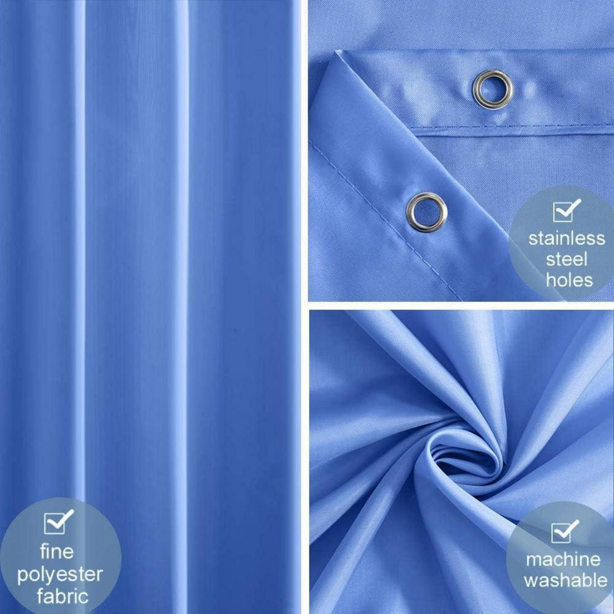 DUSCHVORHANG Überlänge Blau 180 x 210 cm - Blau, Textil (180/210cm)