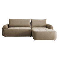 COLTAR Bueno II, Dreapta - bej/negru, material textil/lemn (185/280cm) - MIRJAN24