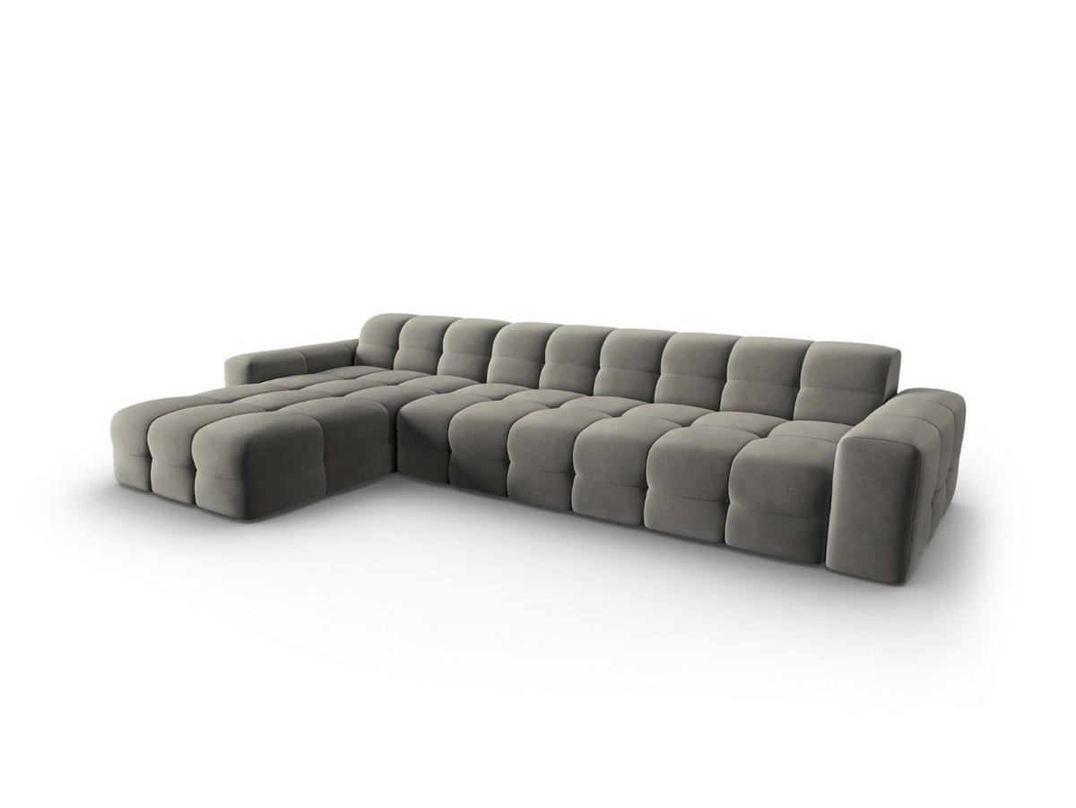 ECKSOFA links Kendal aus Samt dunkelgrau 5 Sitzplätze - Dunkelgrau, Textil (173/357cm) - Micadoni