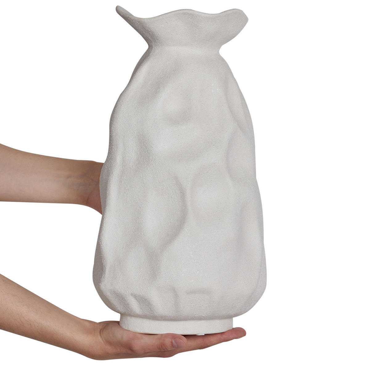 BLUMENVASE Steinzeug weiß Cattail - Weiß, Stein (40cm) - Beliani