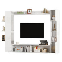 WOHNWAND in Weiß Wohnzimmer-set mit Vitrine und TV-Schrank für das Wohnzimmer - Weiß, Holzwerkstoff (228/170/30cm) - STILVORA