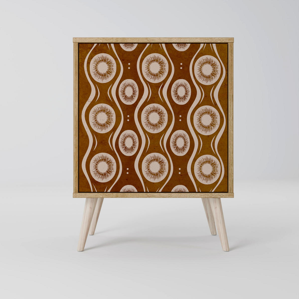 SIDEBOARD BROWN EYES, Grau, 57,5x42x72,5 cm, Schwarze Metallfüße - Multicolor/Schwarz, Holzwerkstoff/Metall (57.5/72.5/42cm) - SpaceRebels