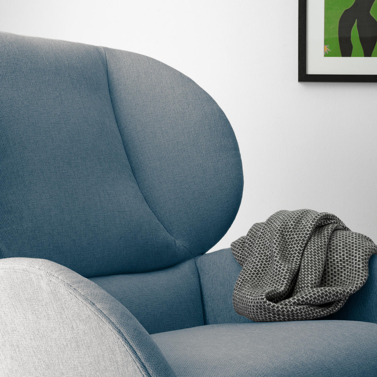 SESSEL - Blau/Schwarz, Eichenholz/Textil (82/102/90cm) - home24