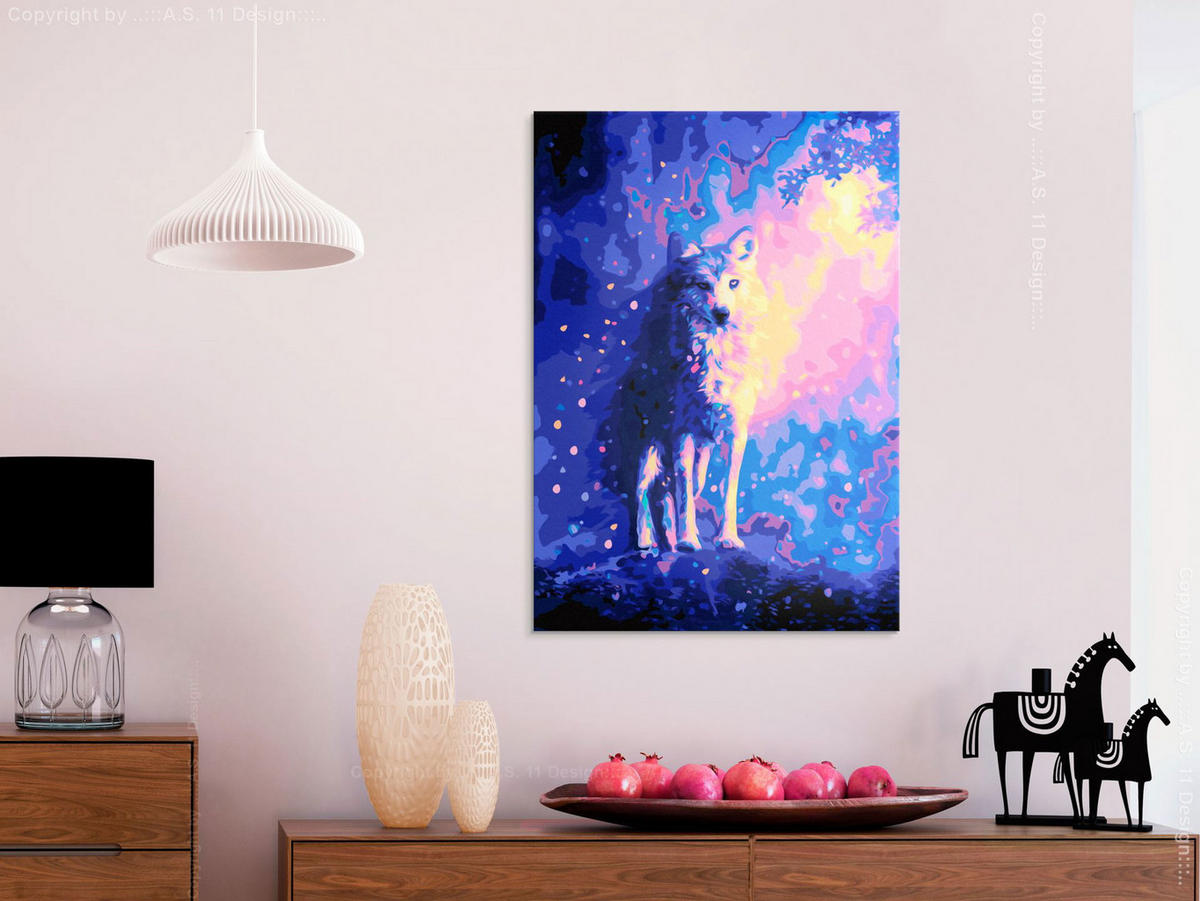 MALEN NACH ZAHLEN Lila 40/60 cm - Gelb/Lila, Textil (40/60cm) - KUNSTLOFT