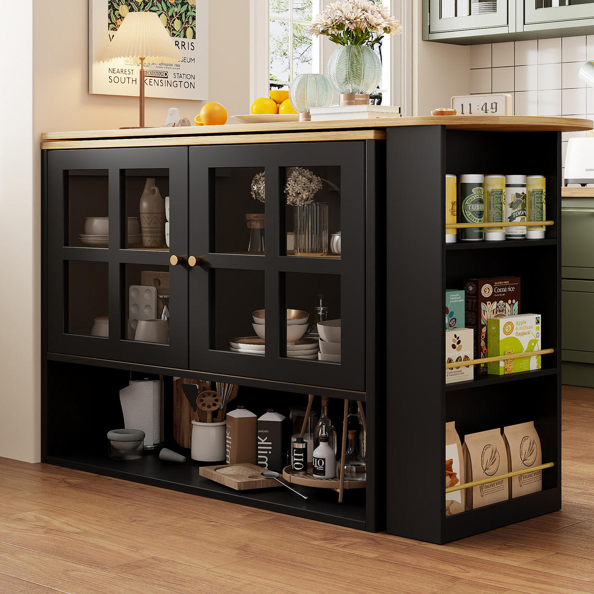 STEHTISCH 360° drehbar ausziehbar 138-204 cm MDF Schwarz - Schwarz, Holz (39/102.5/138cm) - Beauniv