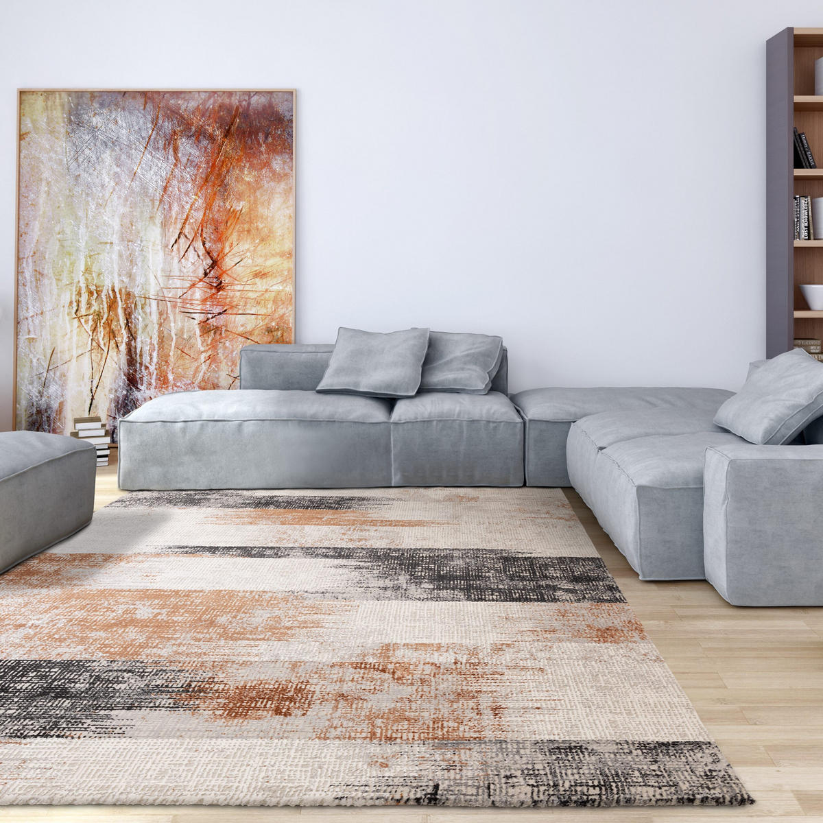 TEPPICH Velours geometrisch abstrakt pflegeleicht rutschfest TIBER-Orte, Terrakotta 120x170 cm - Terra cotta, Textil (120/170cm) - KADIMA DESIGN