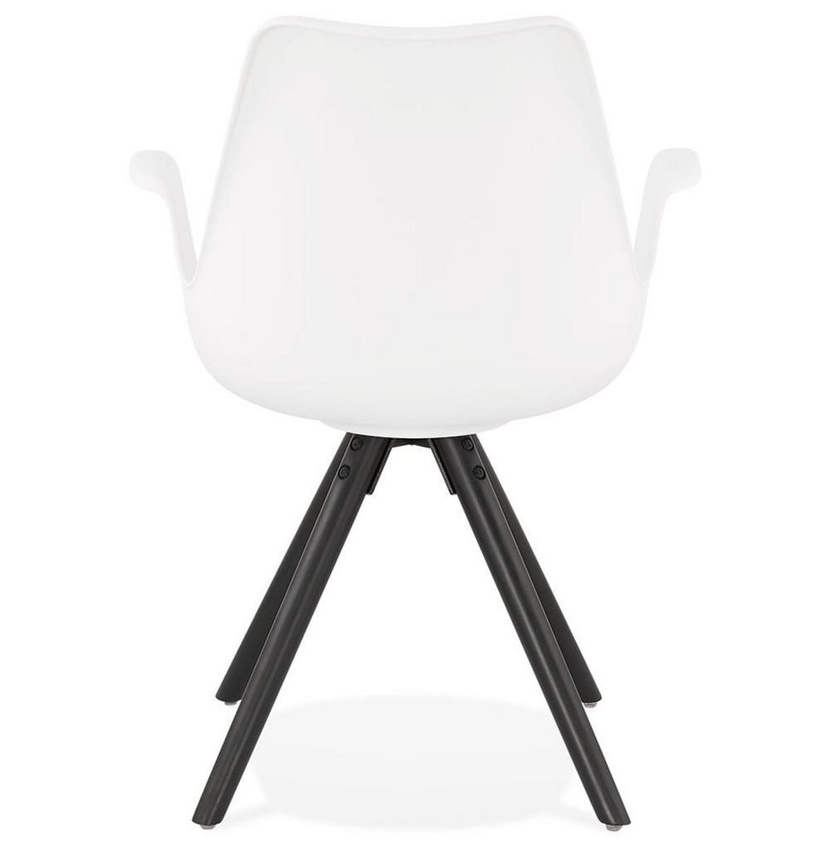 ESSZIMMERSTUHL Kunststoff und Holz im Skandinavischen Stil, Weiß-Schwarz 58,5x50x82 cm - Schwarz/Weiß, Kunststoff/Buchenholz (50/82/59cm) - KADIMA DESIGN
