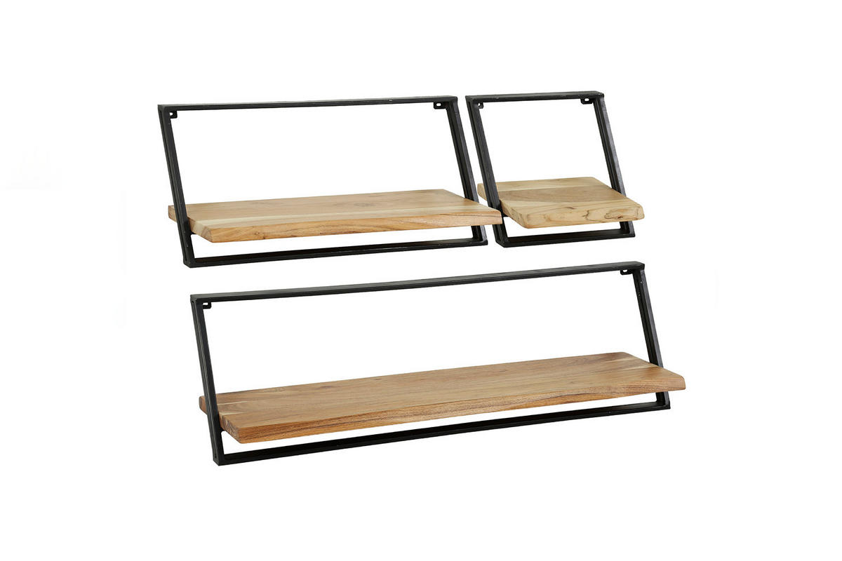 WANDREGAL ADELIA 3ER SET Holz Akazie - Naturfarben, Holz (100/30/25cm) - KAWOLA