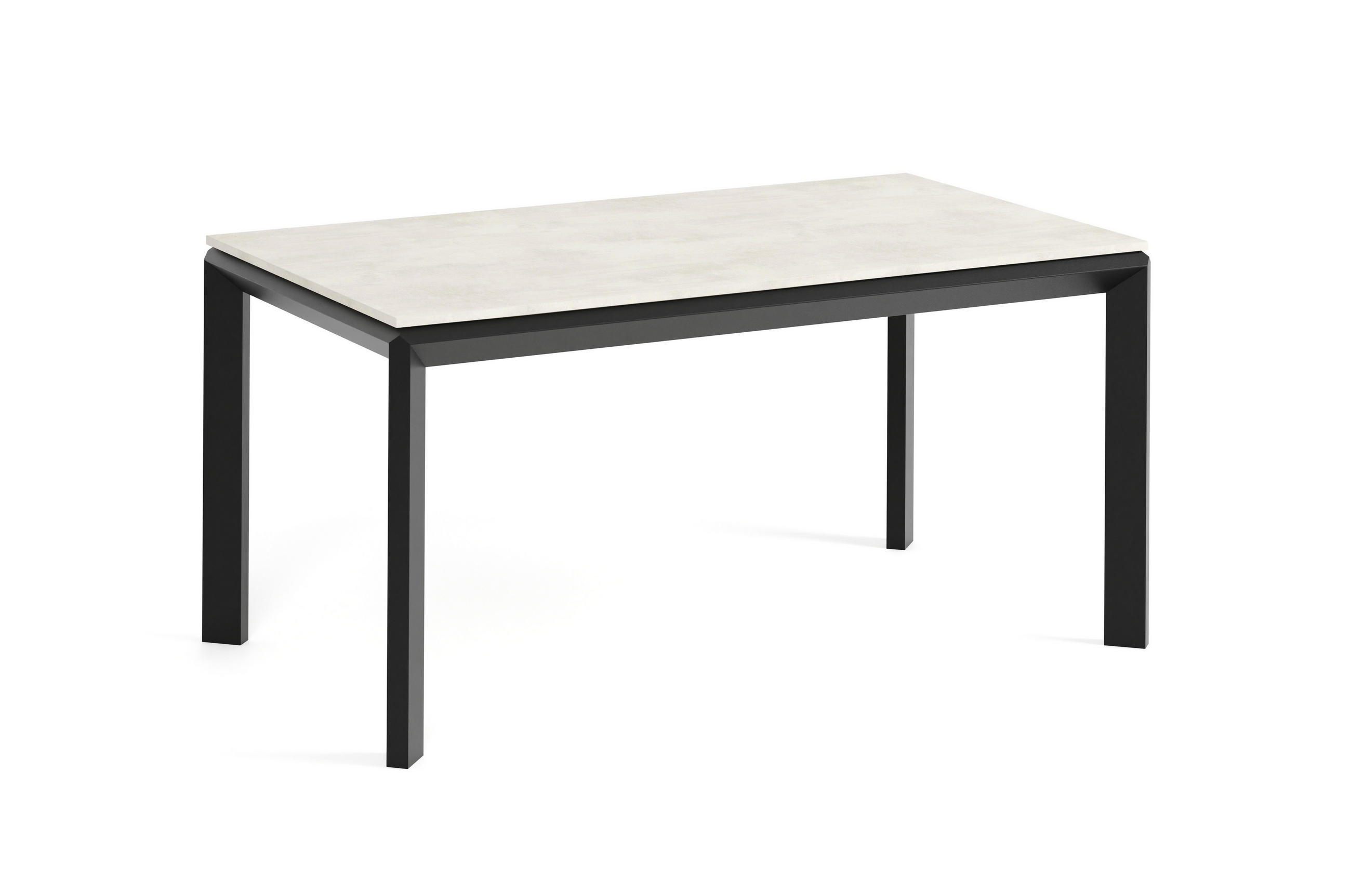Meblini Esstisch Creme, Schwarz 160x76x90 cm