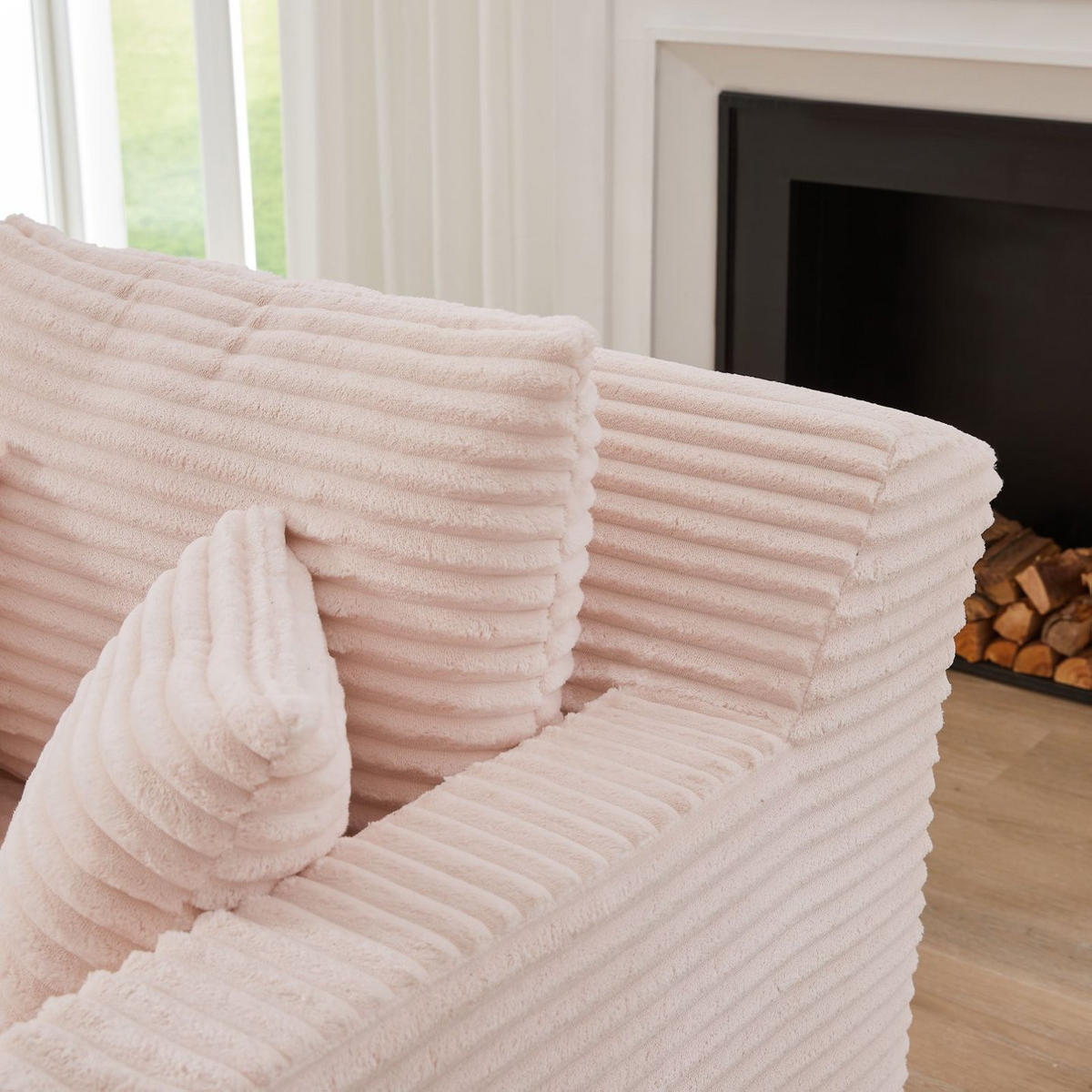 SOFA Cord Pink - Rosa, Textil (100/82/166cm) - WISHDOR