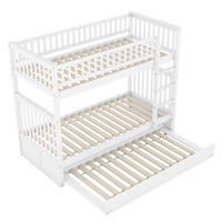 ETAGENBETT 90/200 cm DE-04784, mit Ausziehbett und hohen Geländern in Weiß - Weiß, Holz/Holzwerkstoff (90/200cm) - ComfortXL