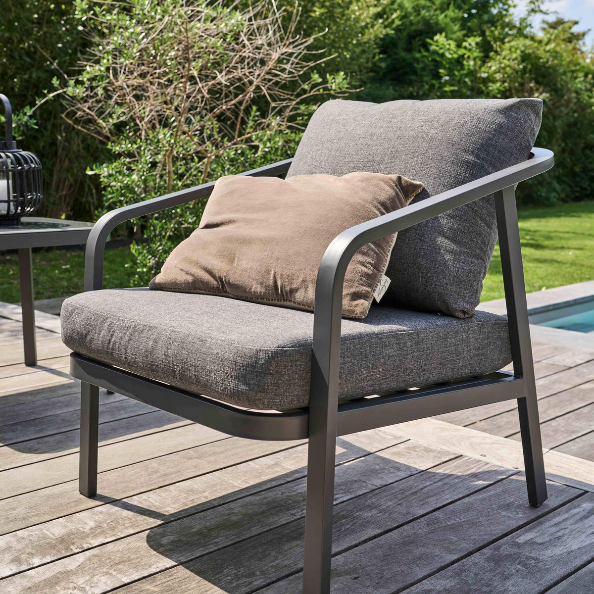 GARTENSET 5-tlg., Grau - Grau, Metall - Oviala