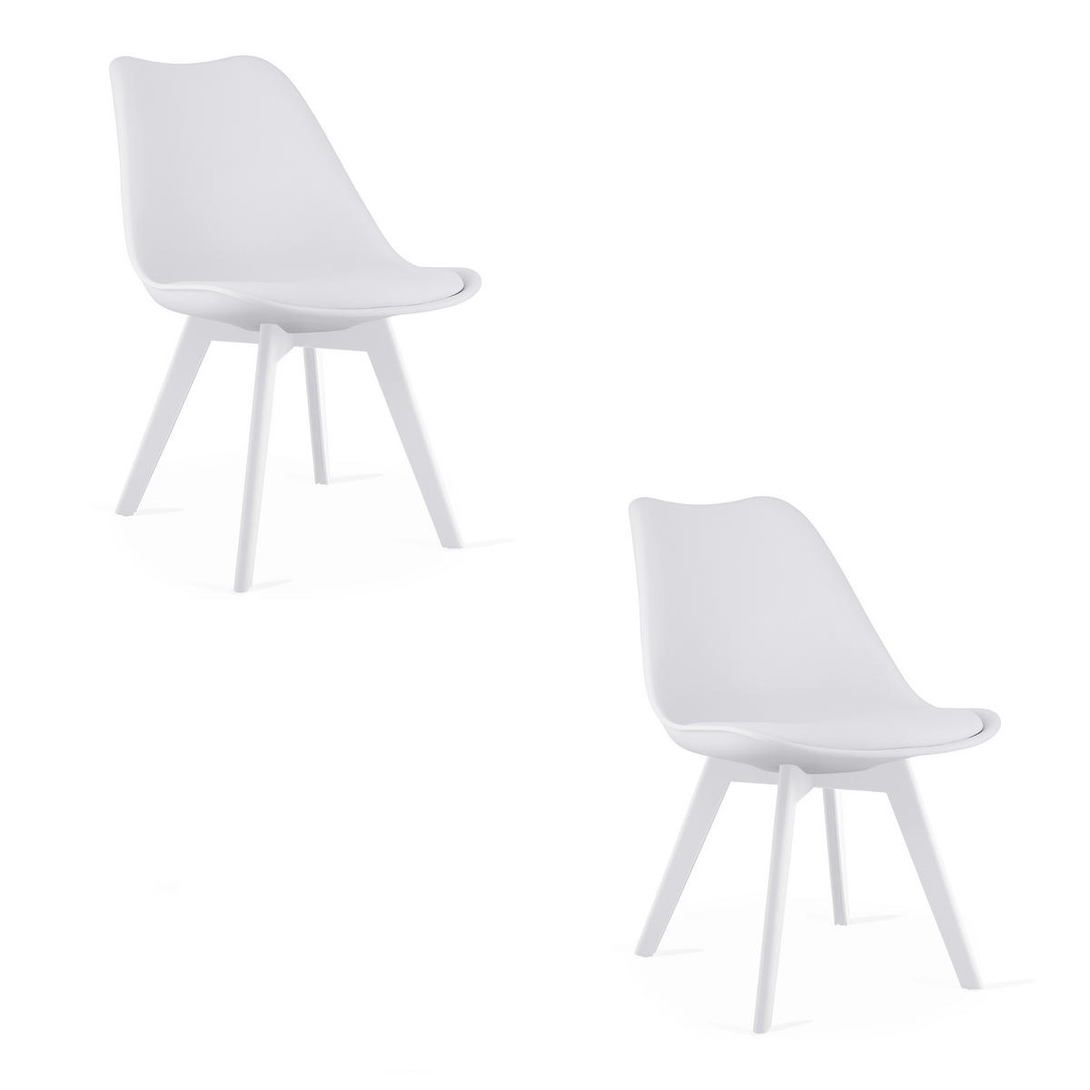 ESSZIMMERSTUHL 2-er Set RIKX weißer Sitz, weiße Beine - Weiß, Kunststoff (49/82/43cm) - Valora