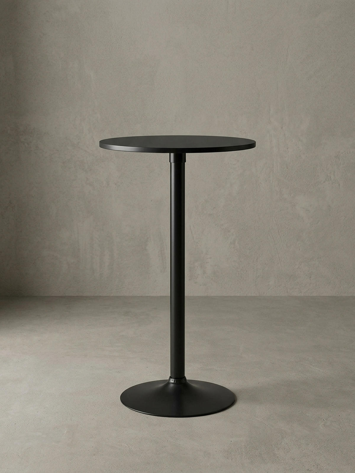 BARTISCH – Schwarz, Trompetenfuß, 30 kg Belastbarkeit - Schwarz, Holz/Metall (60/60/100cm) - KADIMA DESIGN