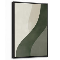 LEINWAND Bilder mit Rahmen - Japandi - Grün - Abstrakt - Modern - 20x30 - Salbeigrün, Textil (20/30cm) - MuchoWow
