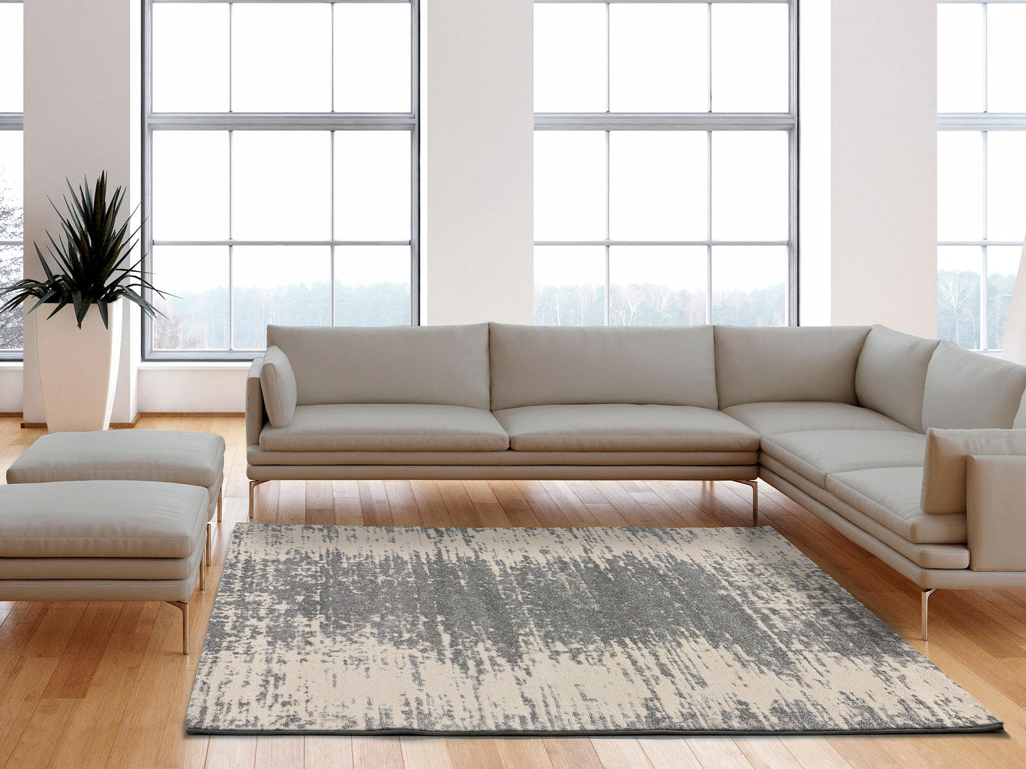 WEBTEPPICH Grau / Creme Strech Sunset 160/230 cm - Creme/Grau, Naturmaterialien/Textil (160/230cm) - Atticgo