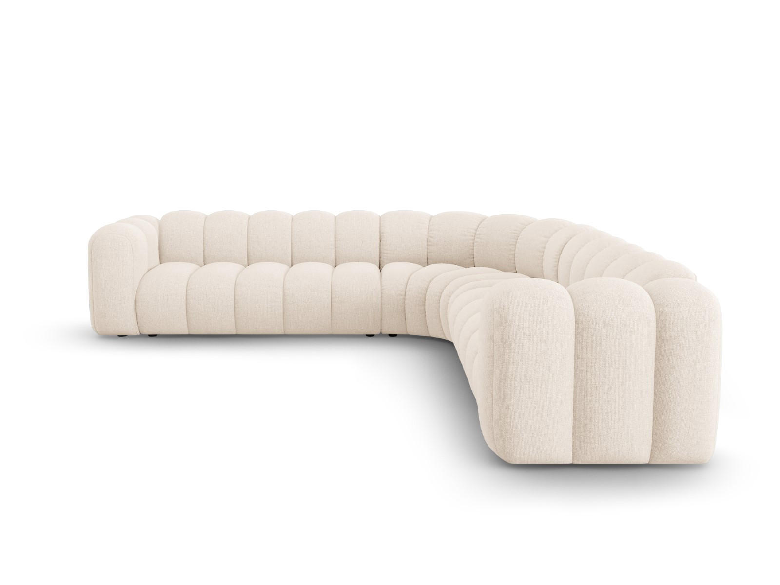 ECKSOFA symmetrisch modular Lupine aus Chenille-Stoff leichtes beige 5 Sitzplätze - Creme, Textil (309/309cm) - Micadoni