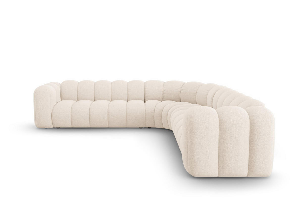 ECKSOFA symmetrisch modular Lupine aus Chenille-Stoff leichtes beige 5 Sitzplätze - Creme, Textil (309/309cm) - Micadoni