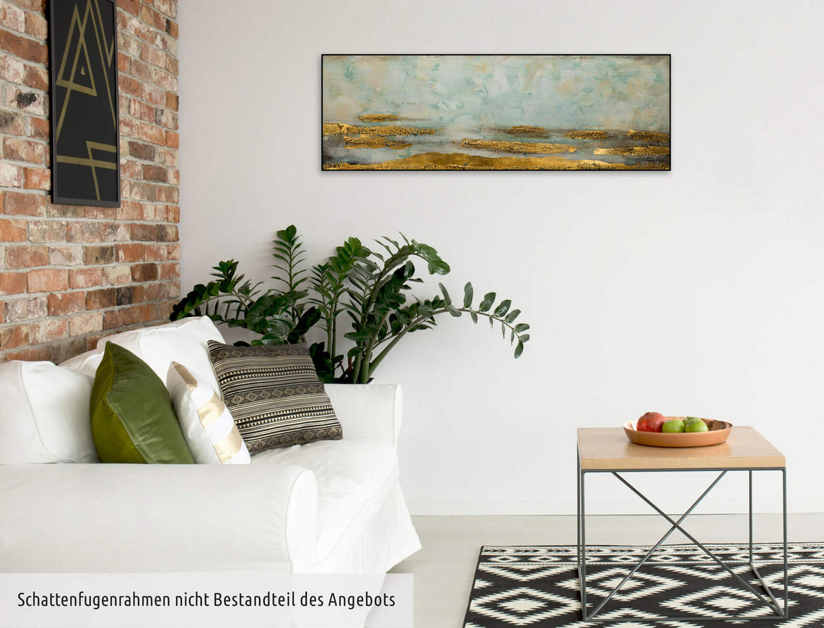 ACRYLBILD HANDGEMALT 120/40 cm - Blau, Holz/Textil (120/40cm) - KUNSTLOFT