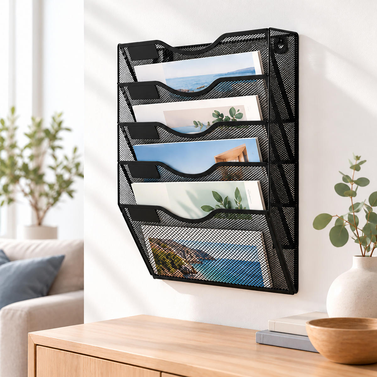 ZEITSCHRIFTENHALTER Schwarz Metall Wandmontage - Schwarz, Metall (30.5/42.5/11cm) - Relaxdays