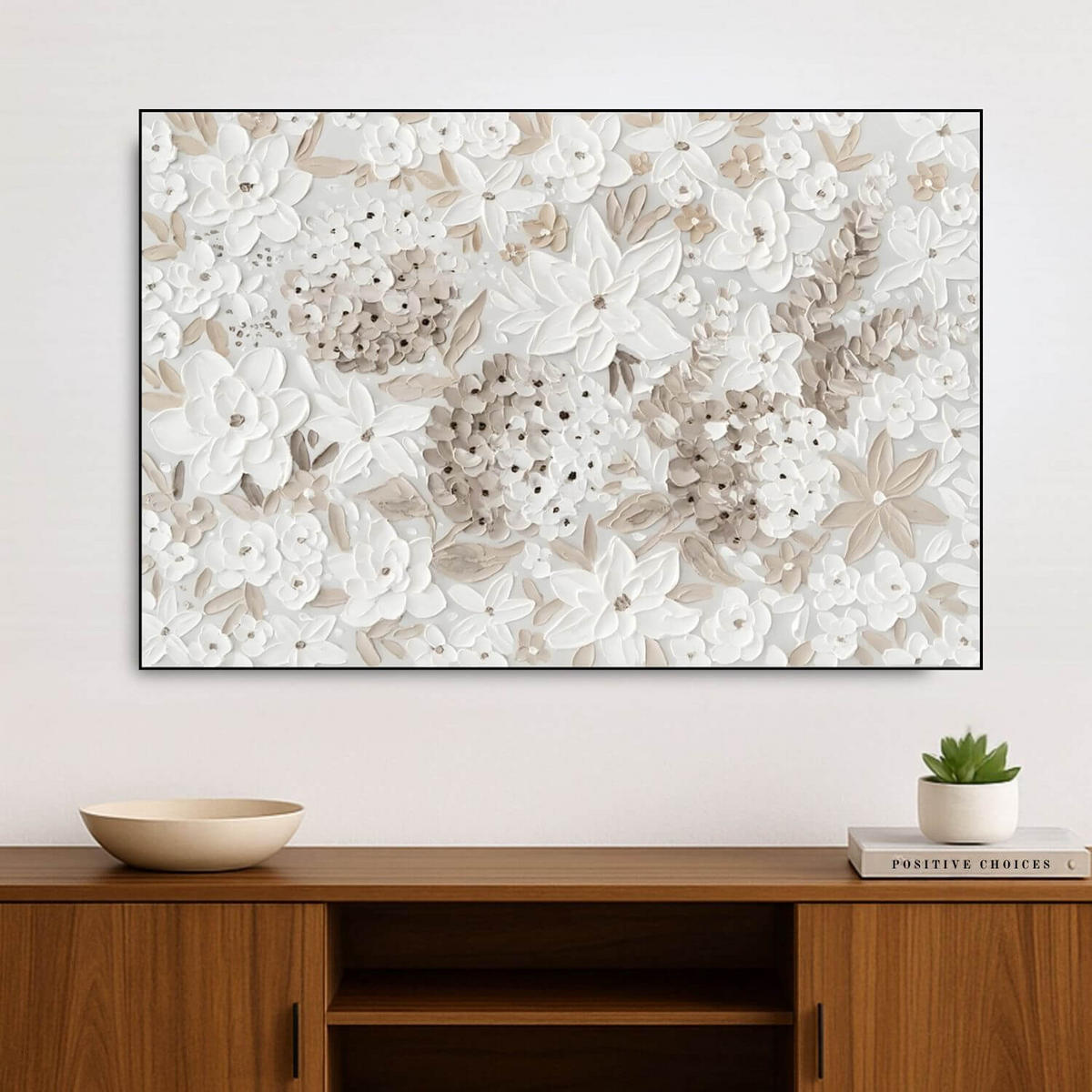 ACRYLBILD HANDGEMALT 90/60 cm - Beige/Weiß, Holz/Textil (90/60cm) - KUNSTLOFT