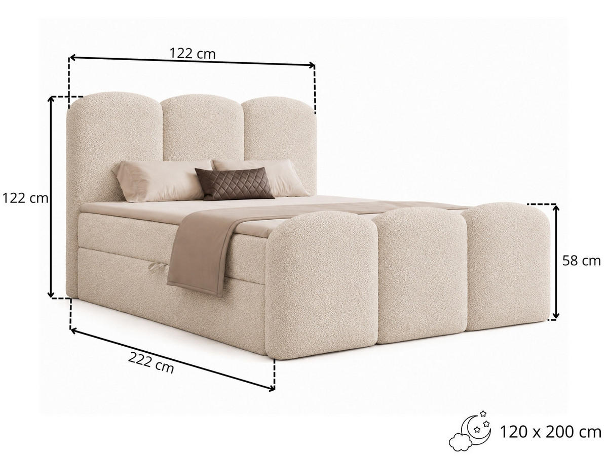 BOXBETT ROYAL 120x200 cm in Rosa, Bettkasten, Topper, Velvet-Stoff - Pink, Holz/Textil (120/200cm) - EMLAR Home