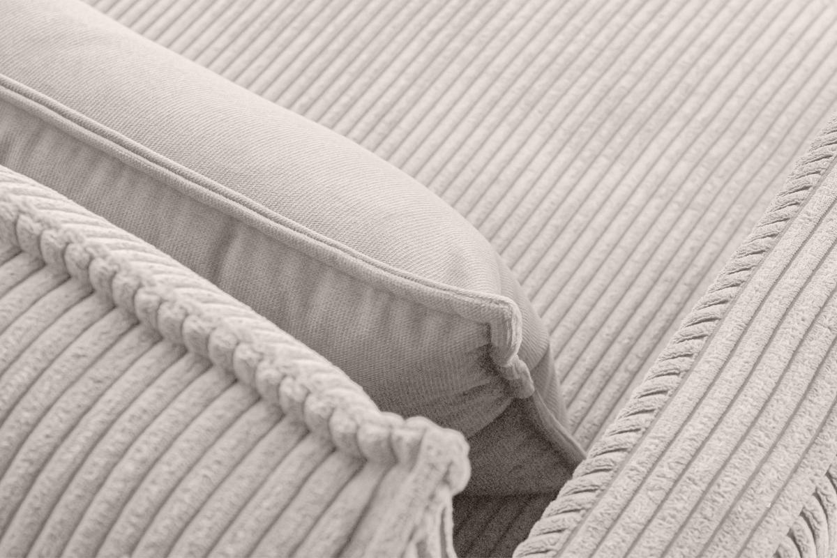 3-SITZER-SOFA GANZO 2 Kissen inklusive, Cord-Stoff, cremefarben - Creme/Schwarz, Textil/Metall (193/84/92cm) - KONSIMO®