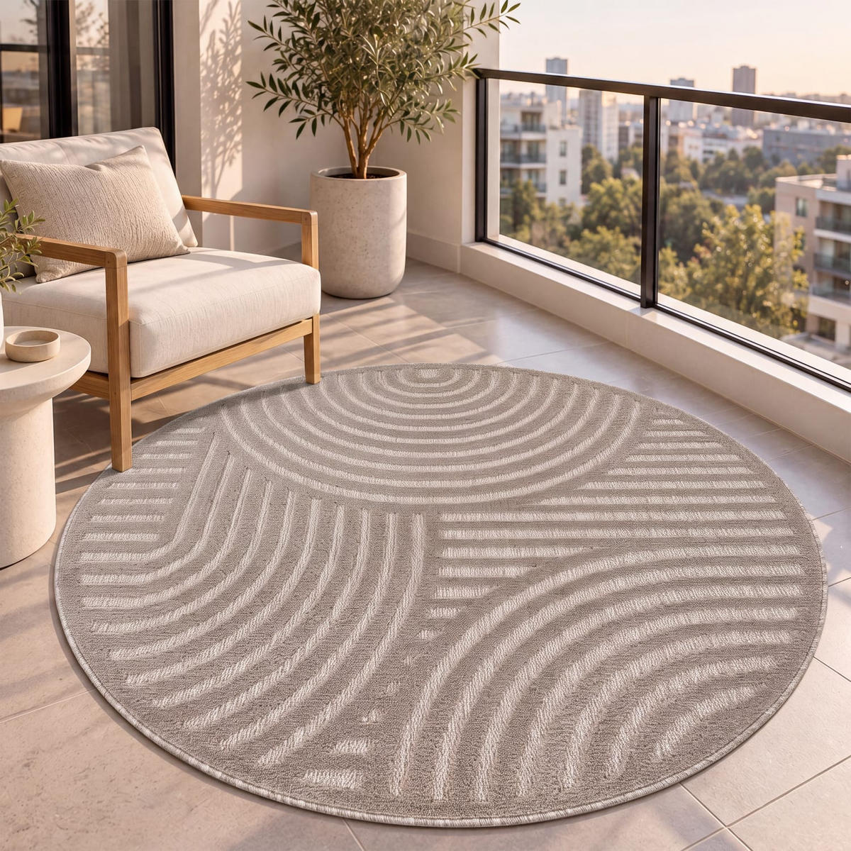 OUTDOORTEPPICH 120/120 cm Livorno 674 - Beige, Kunststoff (120/120cm) - Paco Home