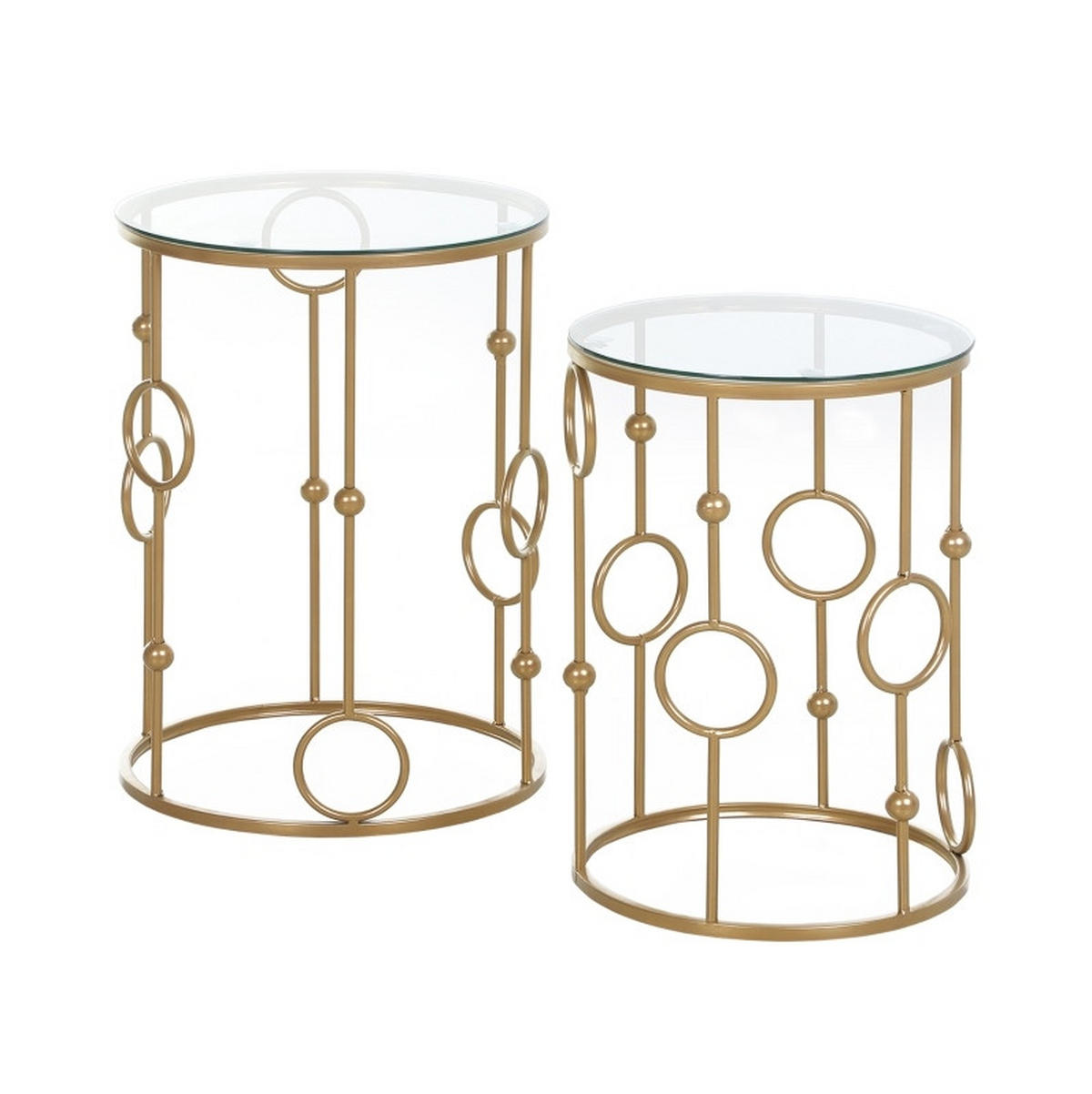 COUCHTISCH aus Metall und Glas Ø41x57/Ø36x51 cm in Gold mit Nesting-Design - Goldfarben, Metall (41/441/57cm) - Modfu