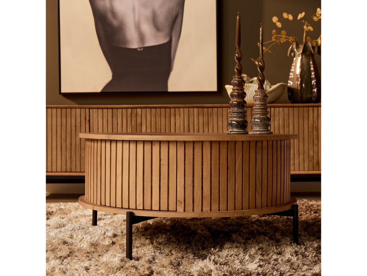 COUCHTISCH Dimora Mangoholz Durchmesser 80 cm Natur - Naturfarben, Holz (80/80/40cm)