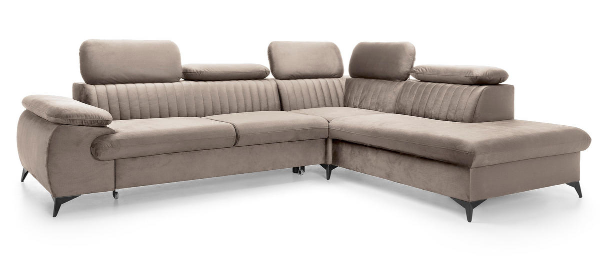 ECKSOFA 275 cm mit verstellbaren Kopfstützen Xanto L, Rechts, Hellbraun - Hellbraun, Holz (221/275cm) - Emporius