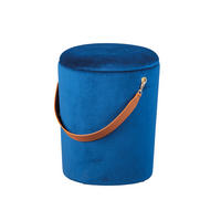 POUF blau und braun - Blau, Holzwerkstoff (35/45/35cm) - ebuy24