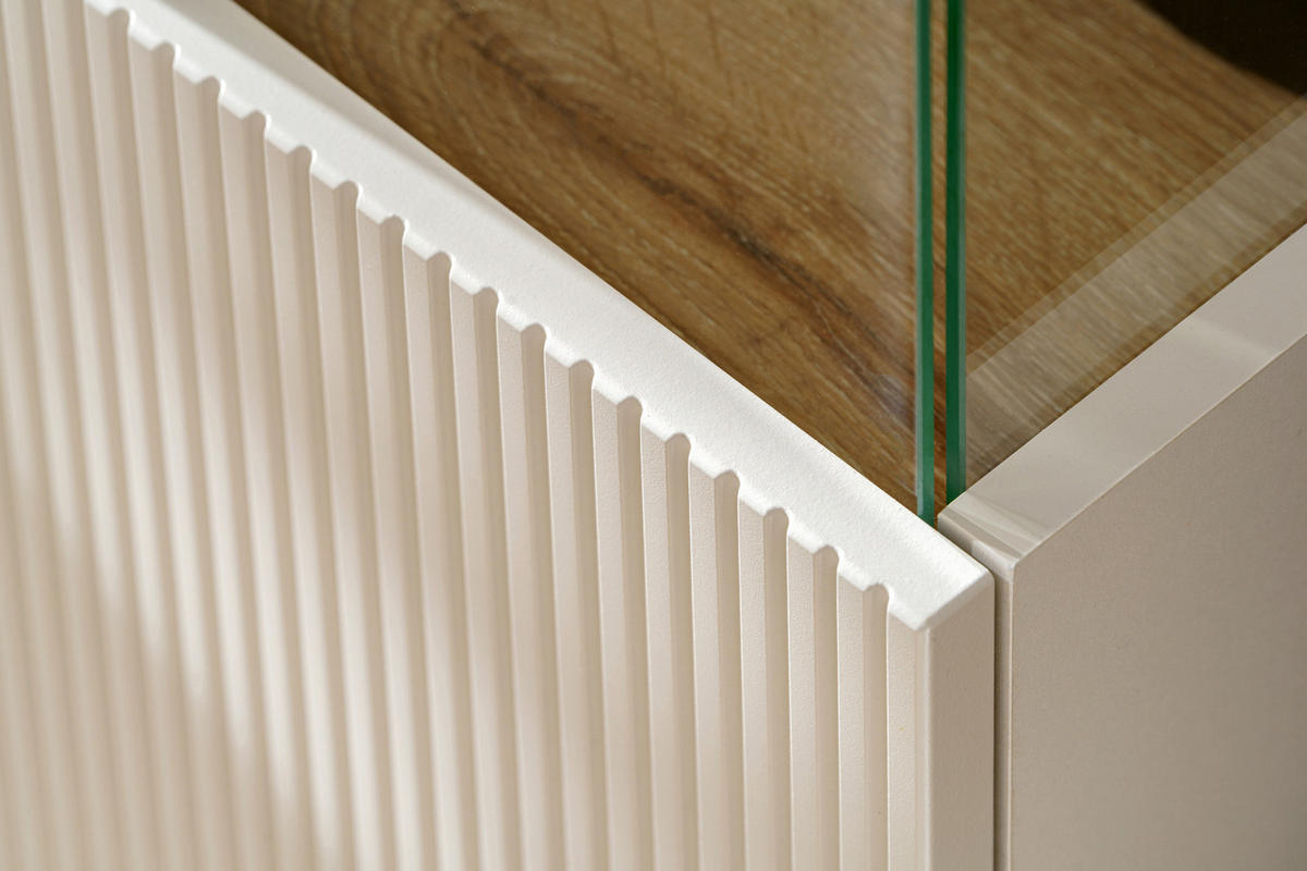 VITRINE Eiche, Kaschmir 90 x 120 cm, Highboard inklusive LED-Beleuchtung - Kaschmir/Eichefarben, Glas/Holzwerkstoff (90/40/120cm) - Inn.Furn