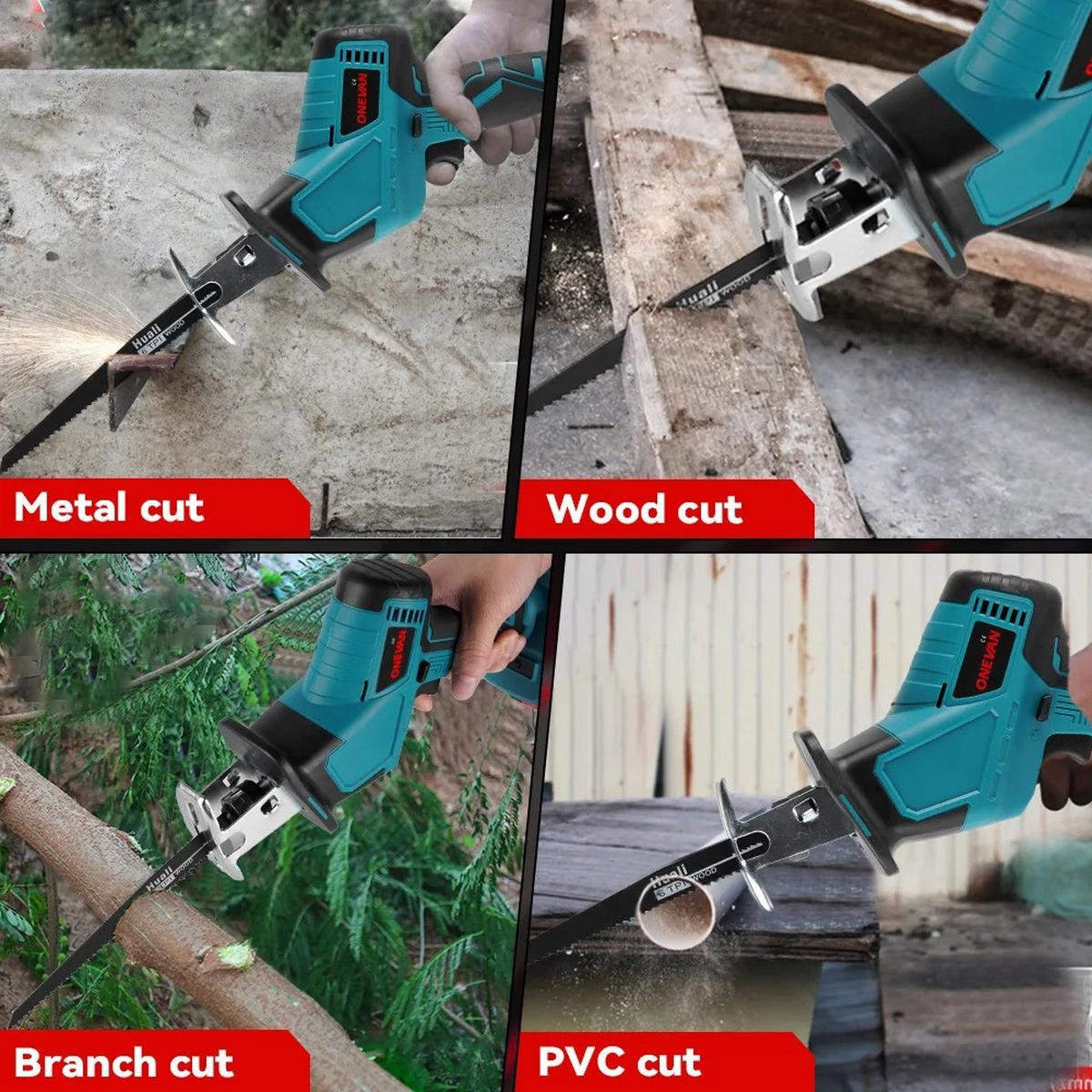 KETTENSÄGE Bürstenlose Blau Mit Sägeblatt Für Makita 18V batterie Pin Mit 2 Akkus - Blau, Metall (15/7/45cm) - Coonoor