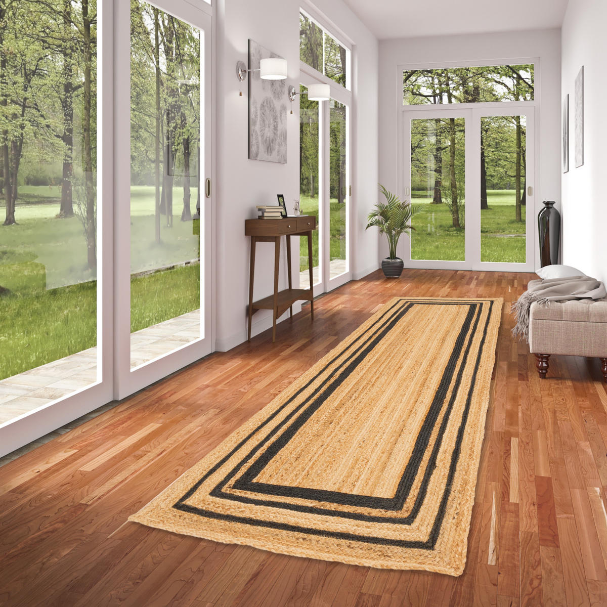 NATURFASER TEPPICH LÄUFER JUTE SALSA - Anthrazit, Textil (80/150cm) - Pergamon