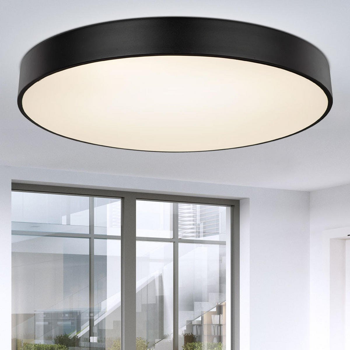 LED DECKENLEUCHTE WISS Schwarz - Schwarz, Metall (60/60/10.5cm) - Globo Lighting
