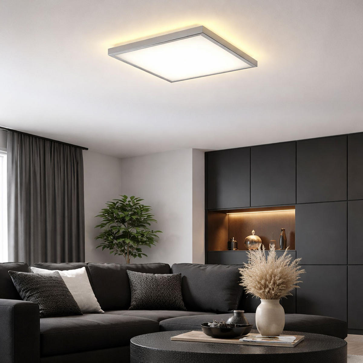 LED DECKENLEUCHTE Aluminium Silber - Silberfarben, Metall (42.2/42.2/4cm) - Briloner