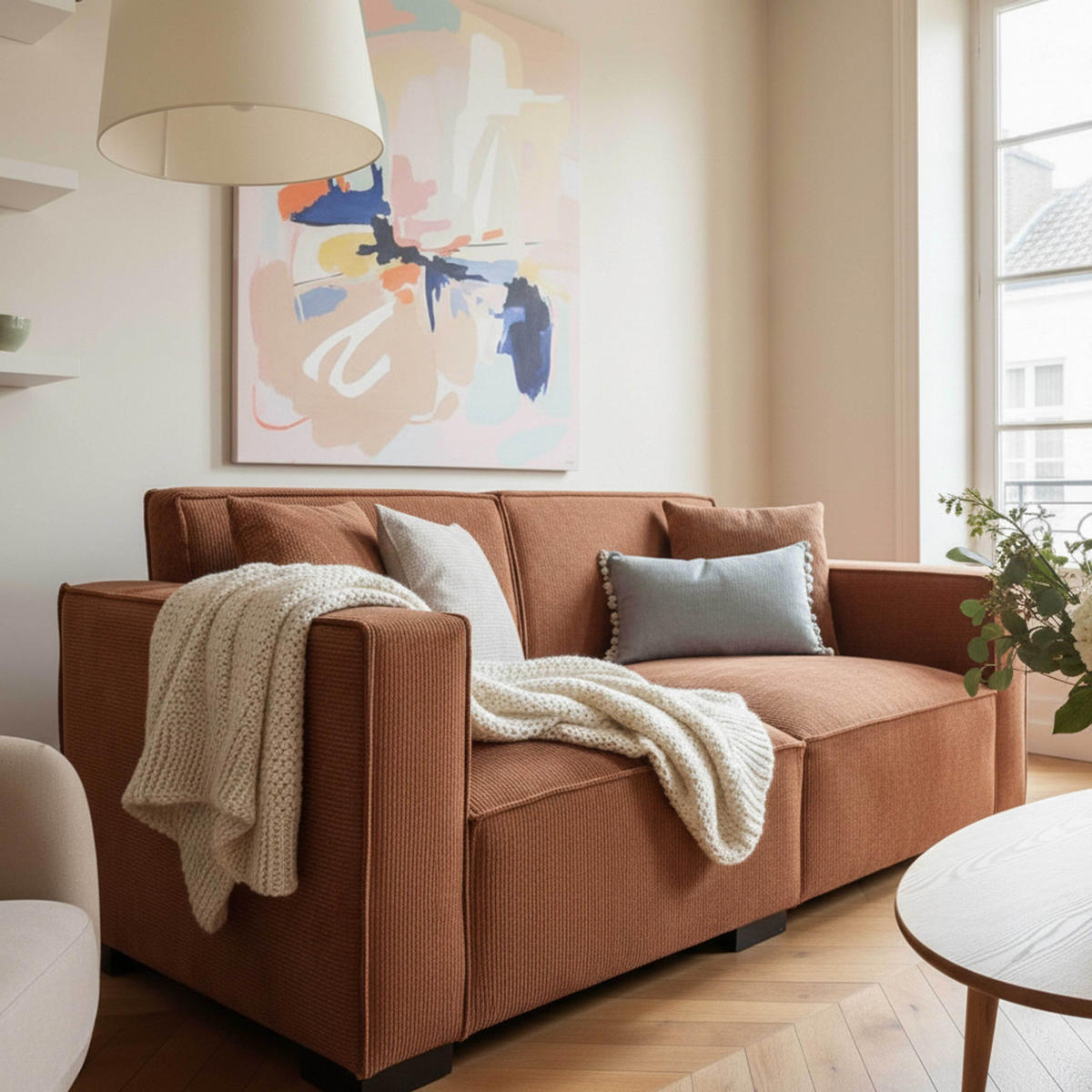 SOFA 2-Stizer, Terrakotta - Rot/Braun, Textil (180/76/90cm) - Oviala