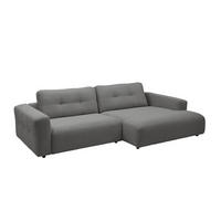 ECKSOFA XL MIKA Grau Cord - Schwarz/Grau, Kunststoff/Textil (296/167cm) - KAWOLA