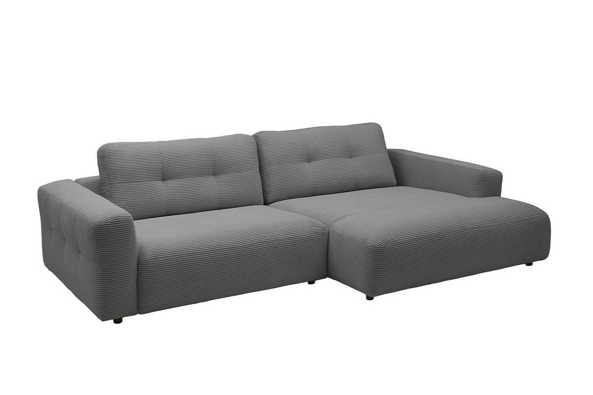 ECKSOFA XL MIKA Grau Cord - Schwarz/Grau, Kunststoff/Textil (296/167cm) - KAWOLA