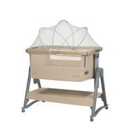 BEISTELLBETT Nanna 2 beige 100 x 48 cm, Schaukelstäbe, Anti-Reflux, Moskitonetz, Räder mit Bremse - Beige, Metall (48/100cm) - Kikka boo