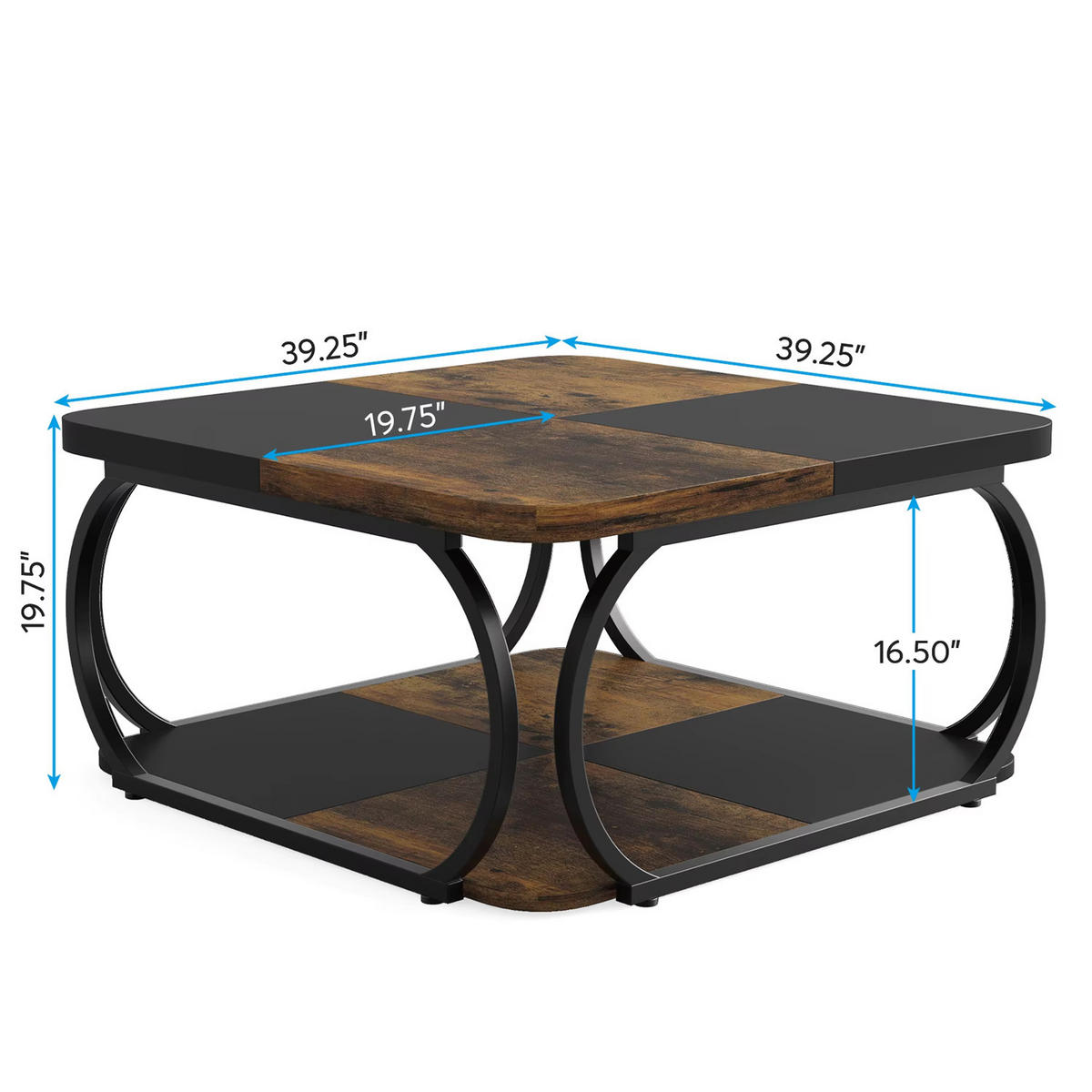 COUCHTISCH Holzoptik 100 cm mit Metallgestell - Braun, Holz (100/100/50cm) - Kaket