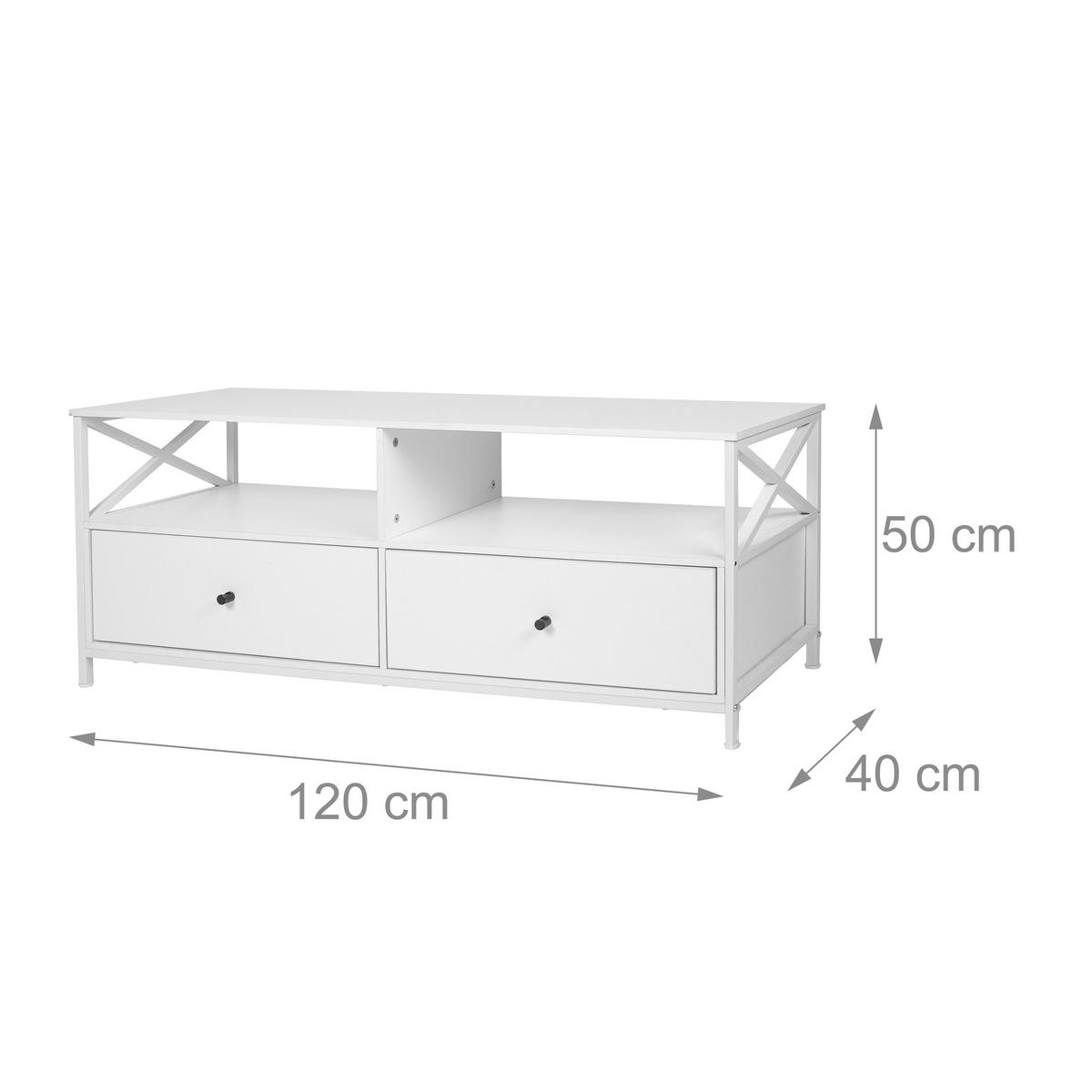 TV-LOWBOARD - Weiß, Holzwerkstoff/Metall (120/50/40cm) - Relaxdays