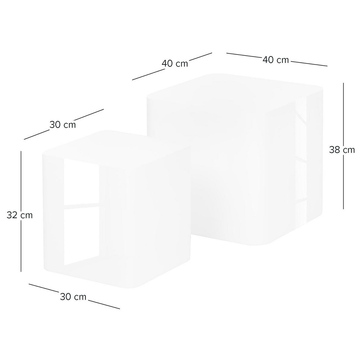BEISTELLTISCH (2er-Set) - Hochglanz Weiß - Weiß Hochglanz, Holzwerkstoff (40/40/38cm) - home24