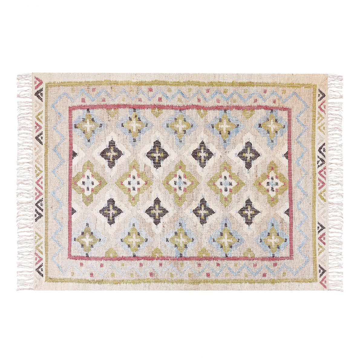 TEPPICH geflochten Terkos 200/140 cm - Multicolor, Naturmaterialen (140/200cm) - Beliani