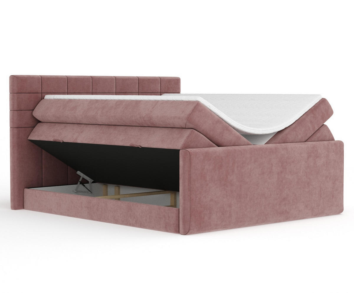 BOXSPRINGBETT Ava Rosa 200/200 cm - Schwarz/Rosa, Holz/Holzwerkstoff (200/200cm) - Maison de Reve