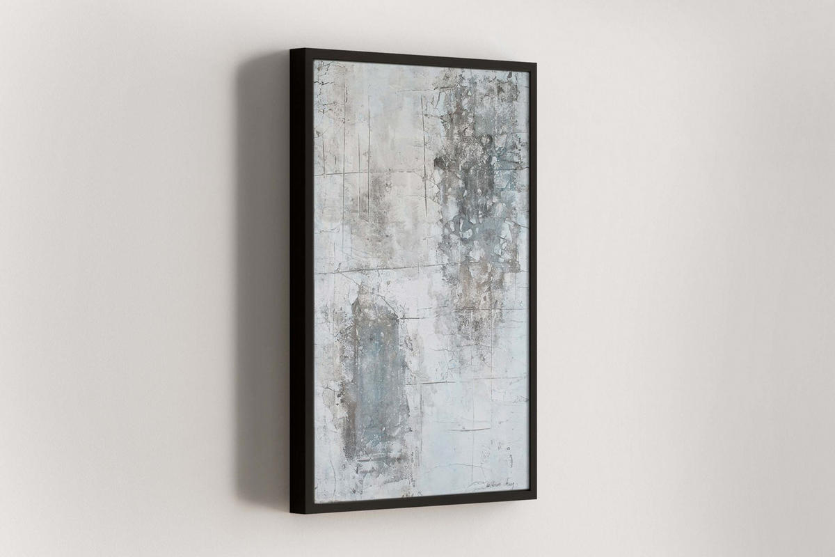 OLEJOMAĽBA 60/90 cm, More a pláž - sivá, drevo/textil (60/90cm) - KUNSTLOFT