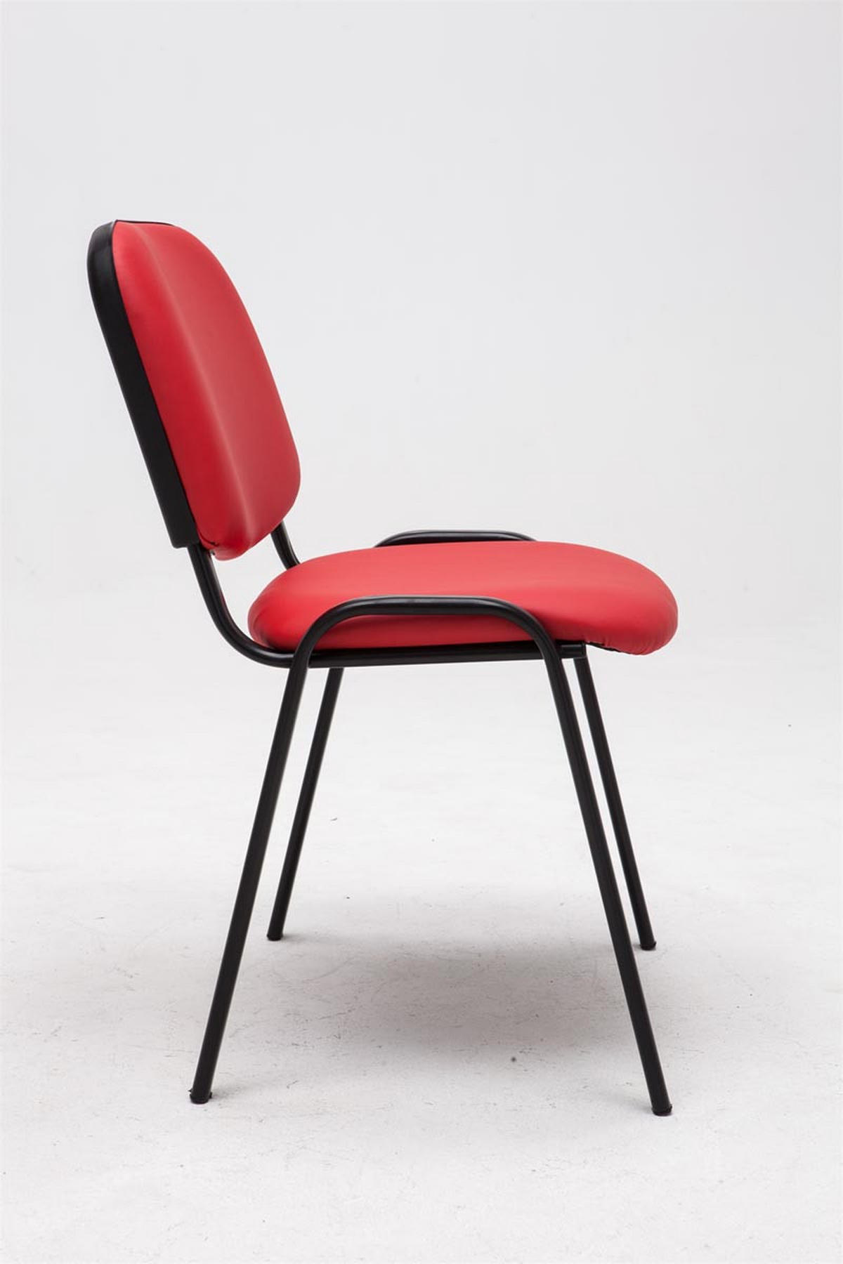 BESUCHERSTUHL Keen, Kunstleder mit Gestell Schwarz / Bezug Rot - Rot/Schwarz, Textil/Metall (54/79/48cm) - TPFLiving