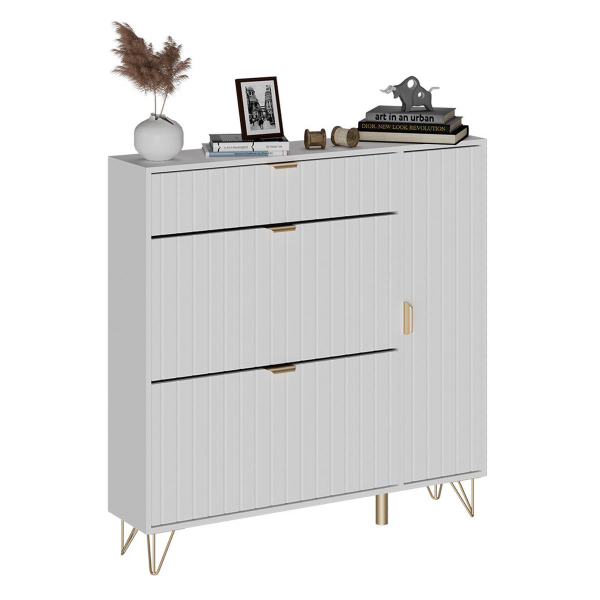 SCHUHSCHRANK Helge Weiß 108 x 107.5 cm - Weiß, Holzwerkstoff (108/107.5/23.5cm) - Vicco